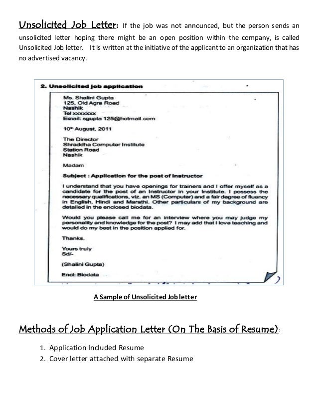 Write Unsolicited Cover Letters
